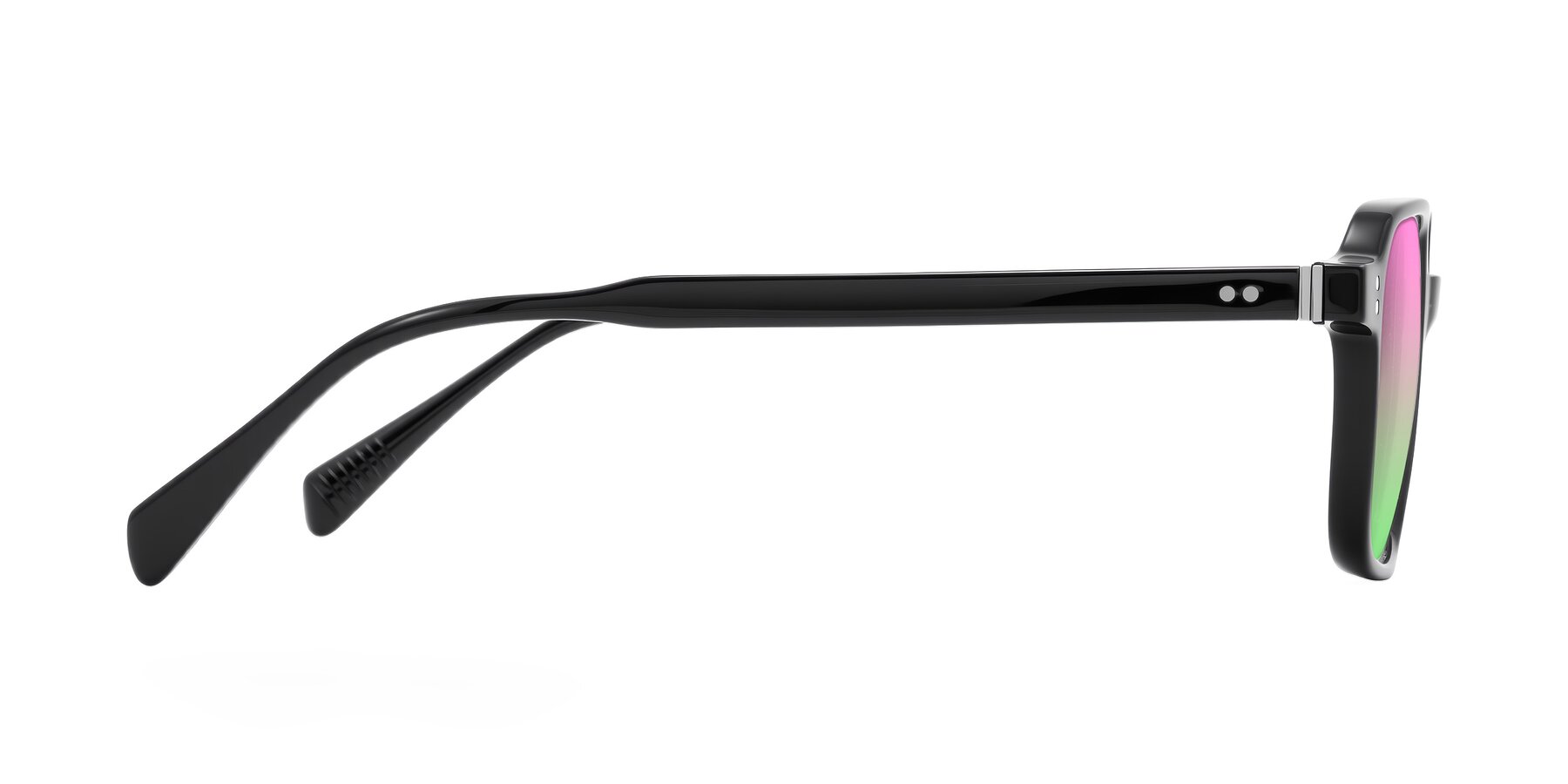 Side of Schwedts in Black with Pink / Green Gradient Lenses