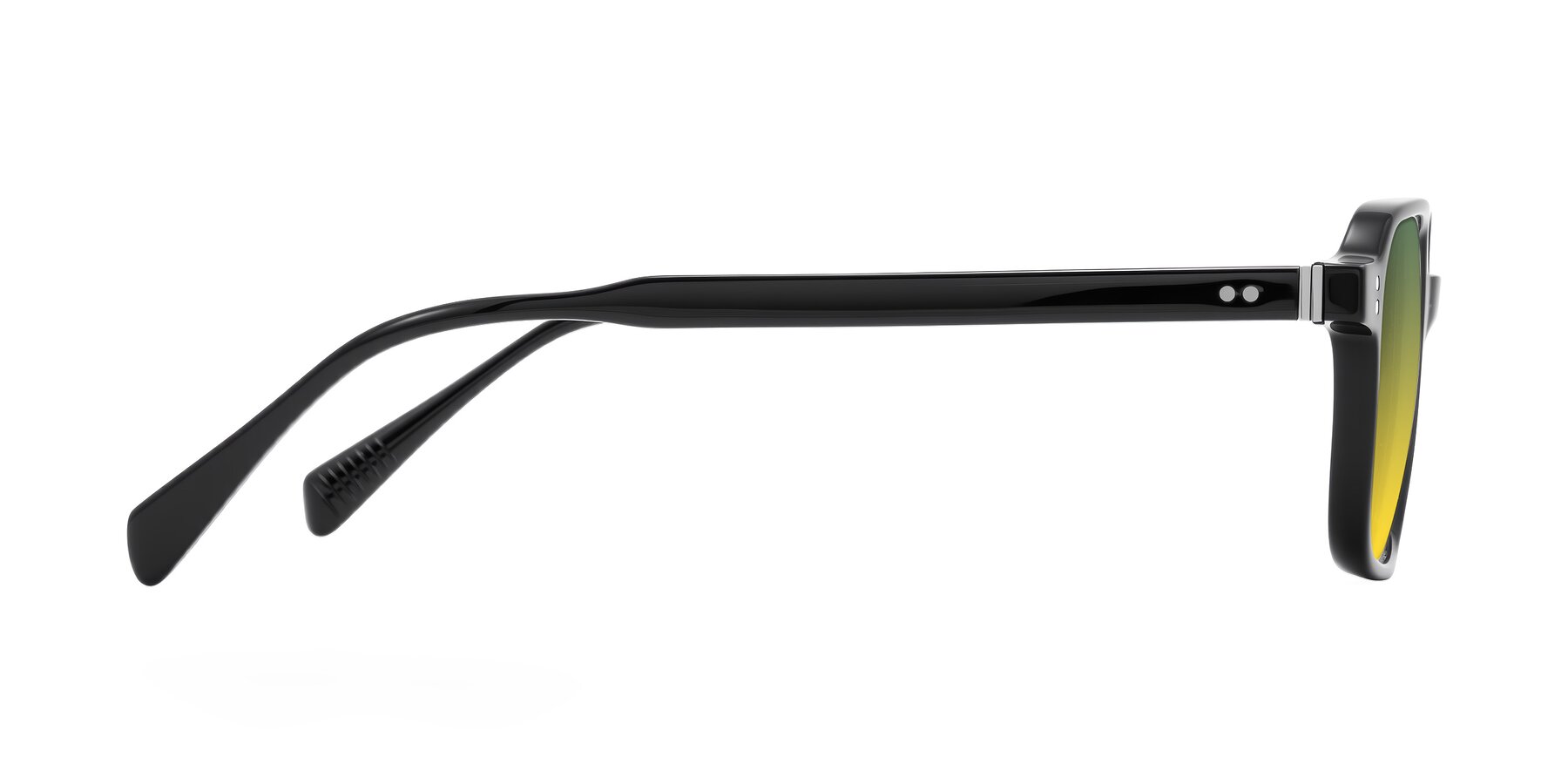 Side of Schwedts in Black with Green / Yellow Gradient Lenses