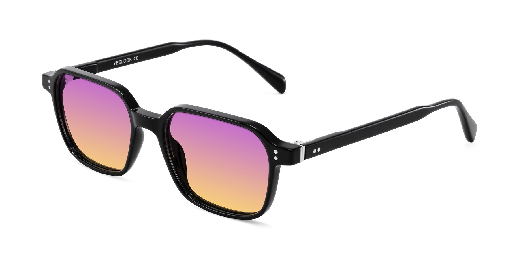 Angle of Schwedts in Black with Purple / Yellow Gradient Lenses