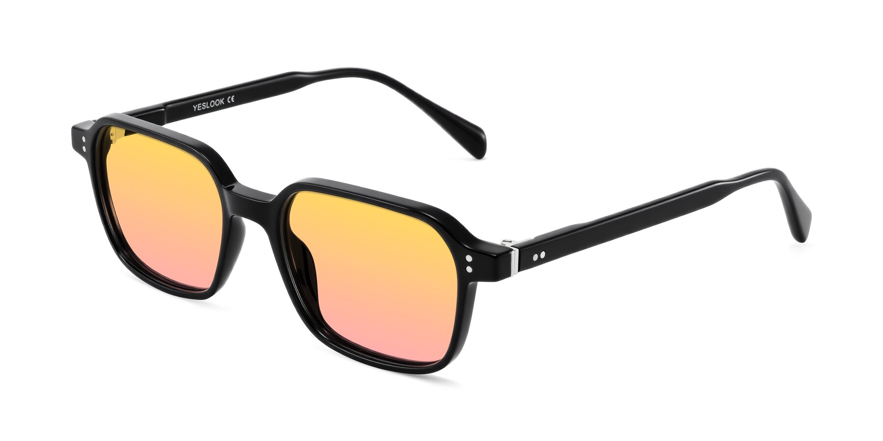Angle of Schwedts in Black with Yellow / Pink Gradient Lenses