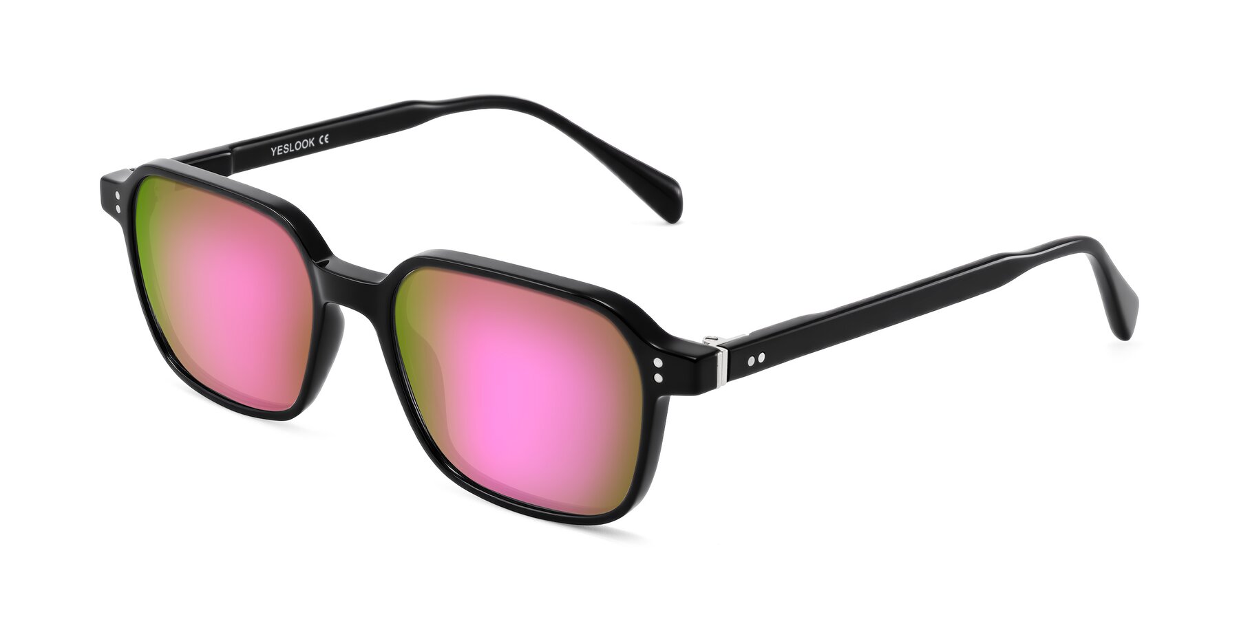 Angle of Schwedts in Black with Pink Mirrored Lenses