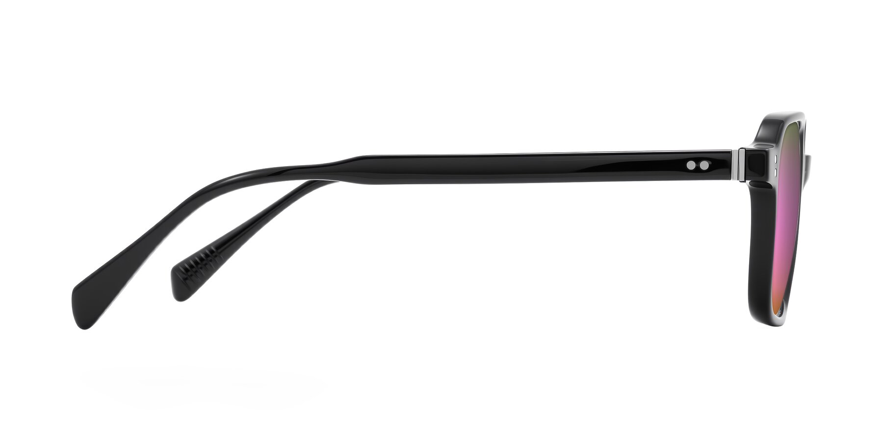 Side of Schwedts in Black with Pink Mirrored Lenses