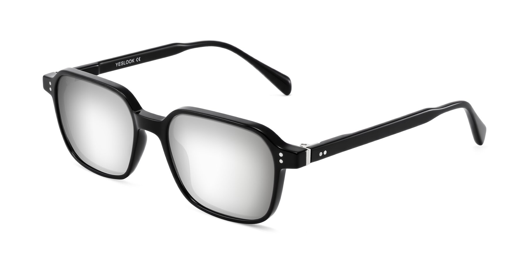 Angle of Schwedts in Black with Silver Mirrored Lenses
