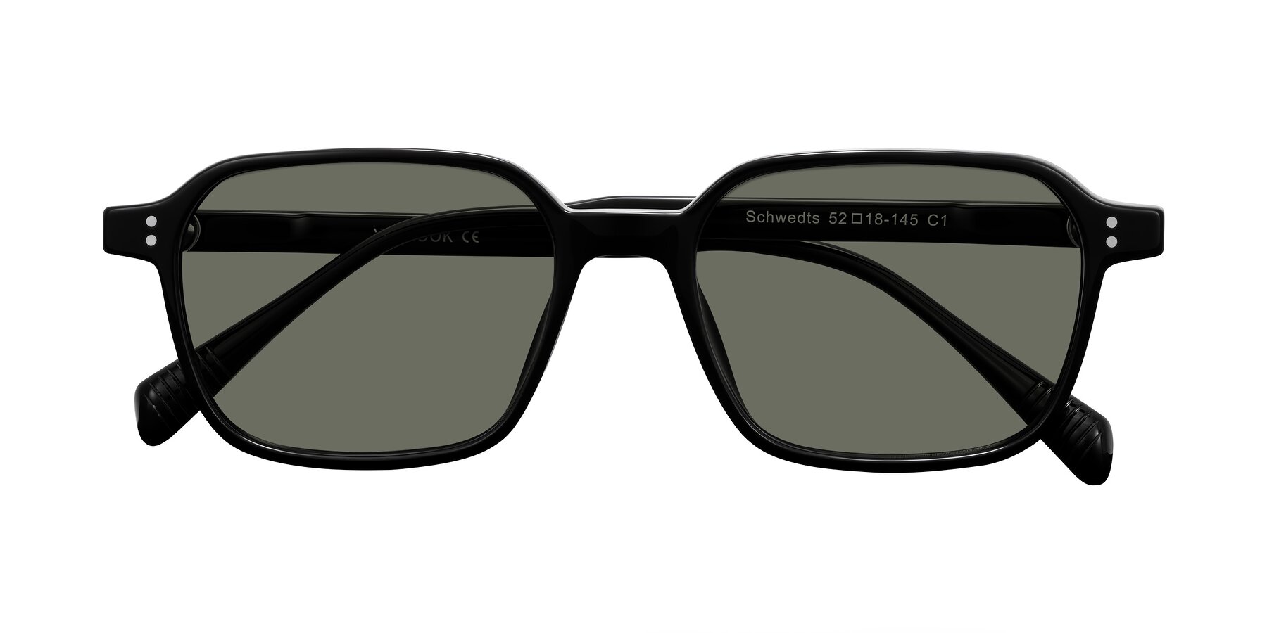 Folded Front of Schwedts in Black with Gray Polarized Lenses
