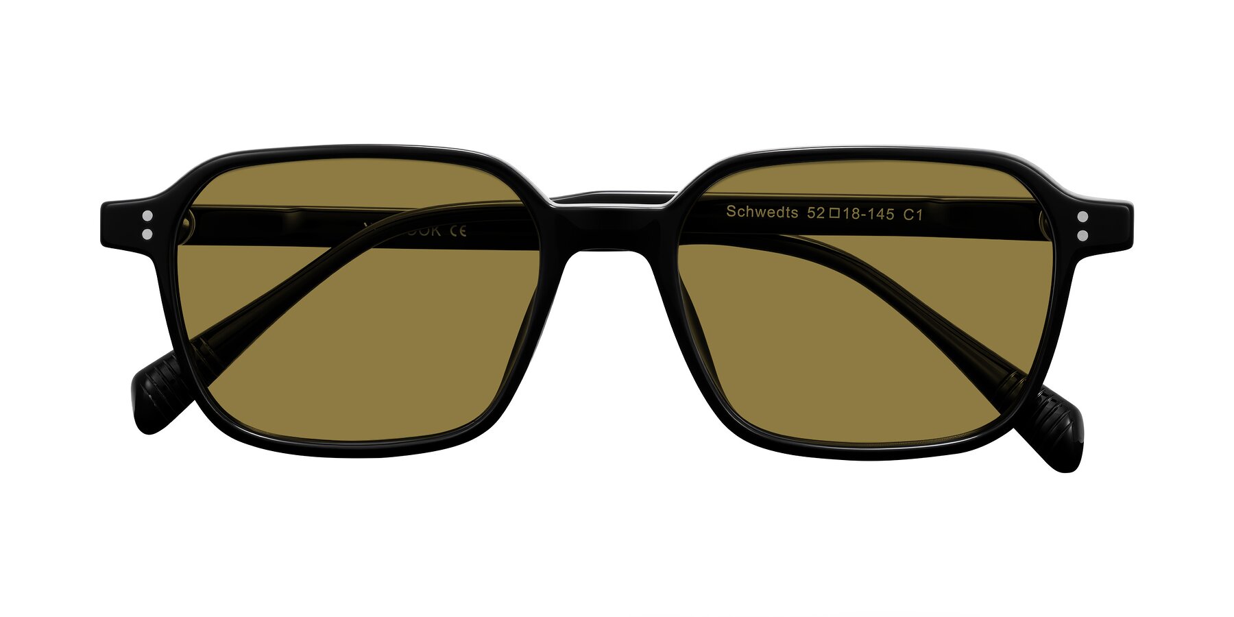 Folded Front of Schwedts in Black with Brown Polarized Lenses