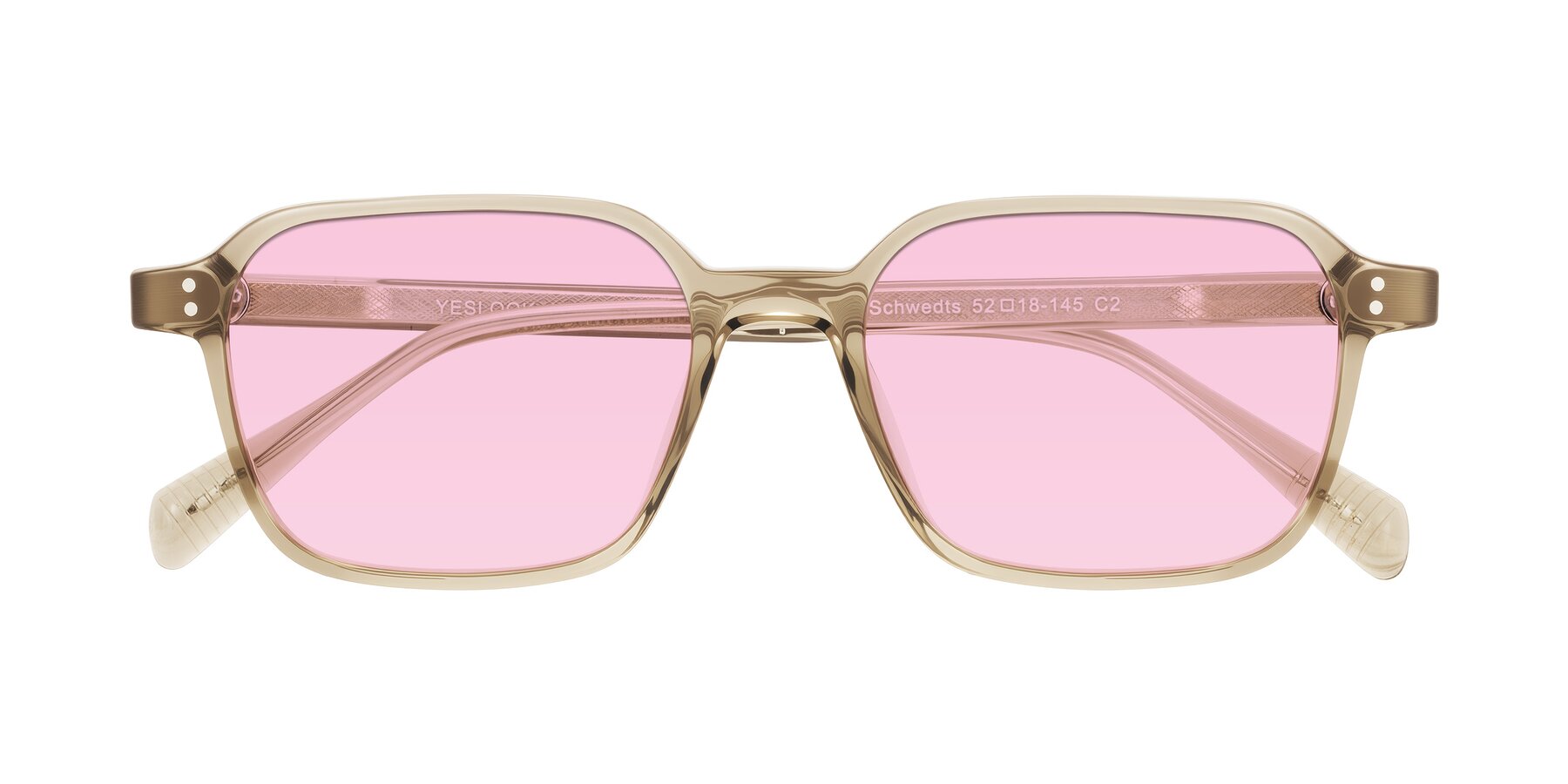 Folded Front of Schwedts in Champagne with Light Pink Tinted Lenses