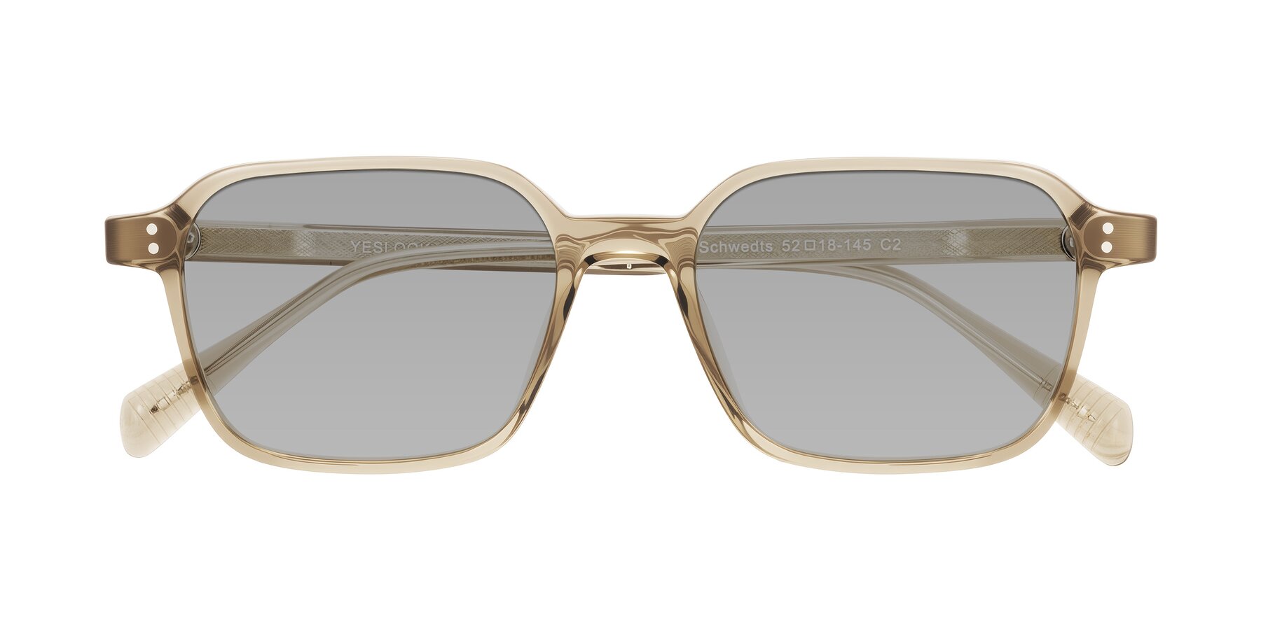 Folded Front of Schwedts in Champagne with Light Gray Tinted Lenses