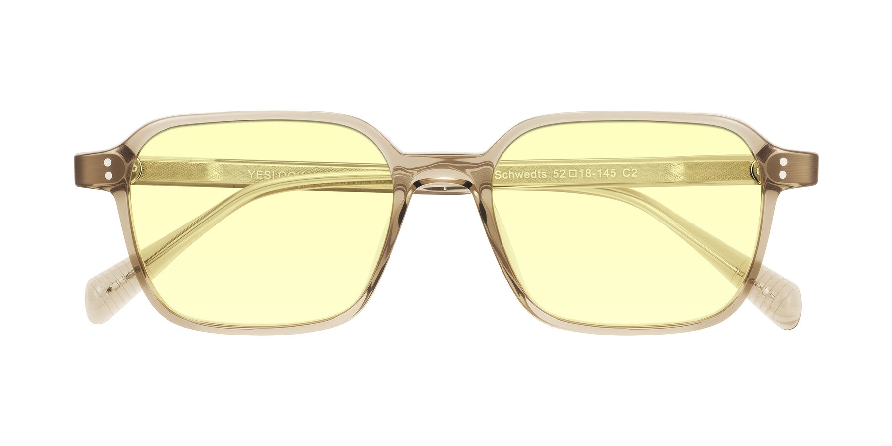 Folded Front of Schwedts in Champagne with Light Yellow Tinted Lenses