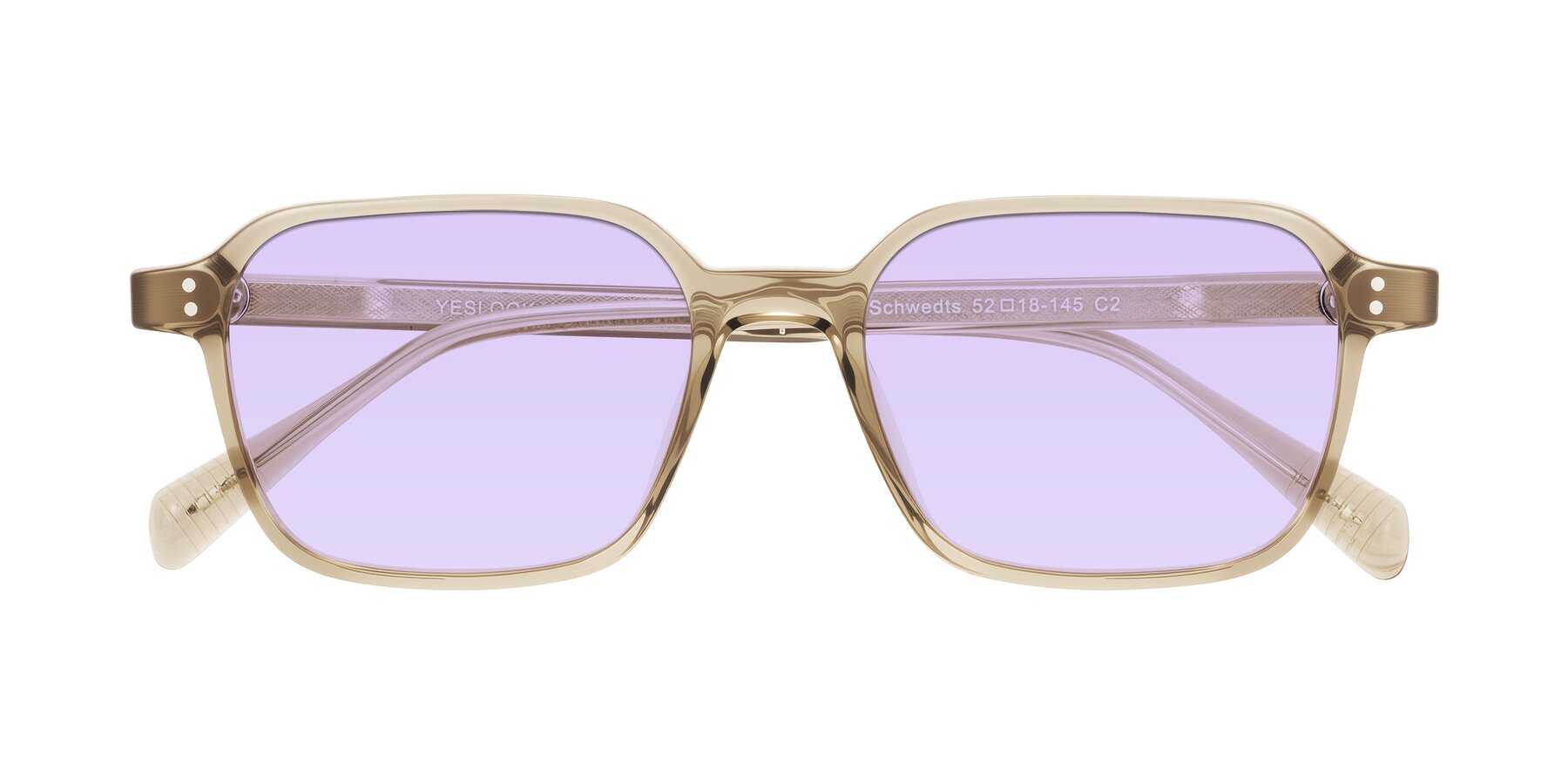 Folded Front of Schwedts in Champagne with Light Purple Tinted Lenses