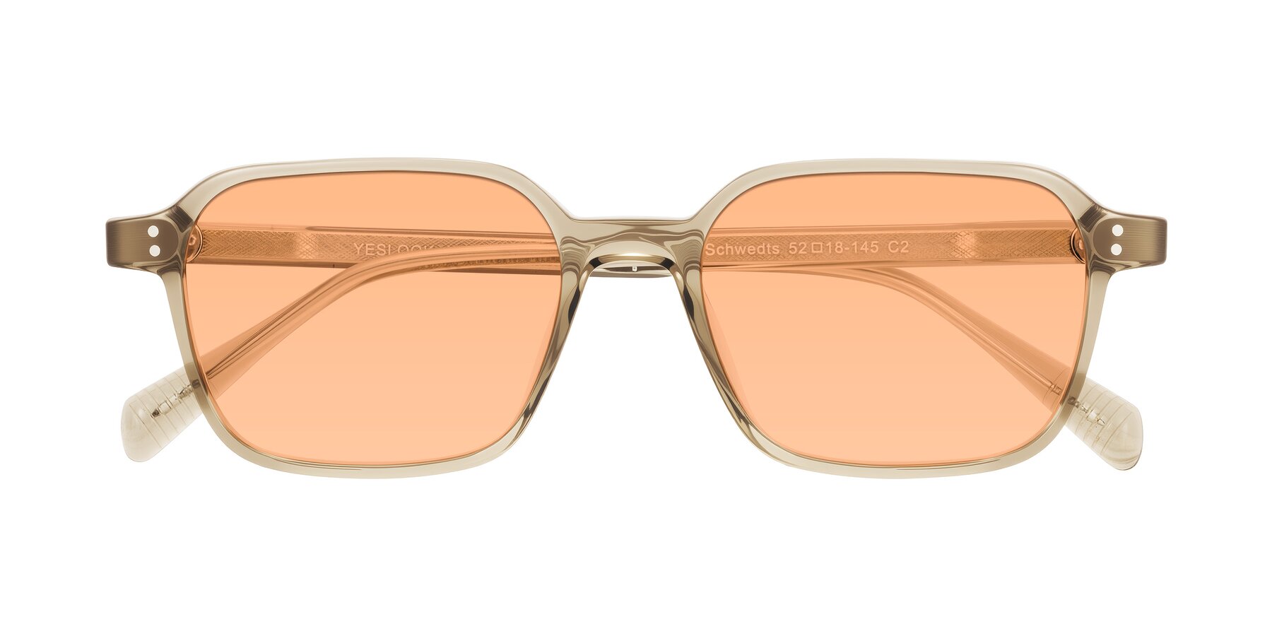 Folded Front of Schwedts in Champagne with Light Orange Tinted Lenses