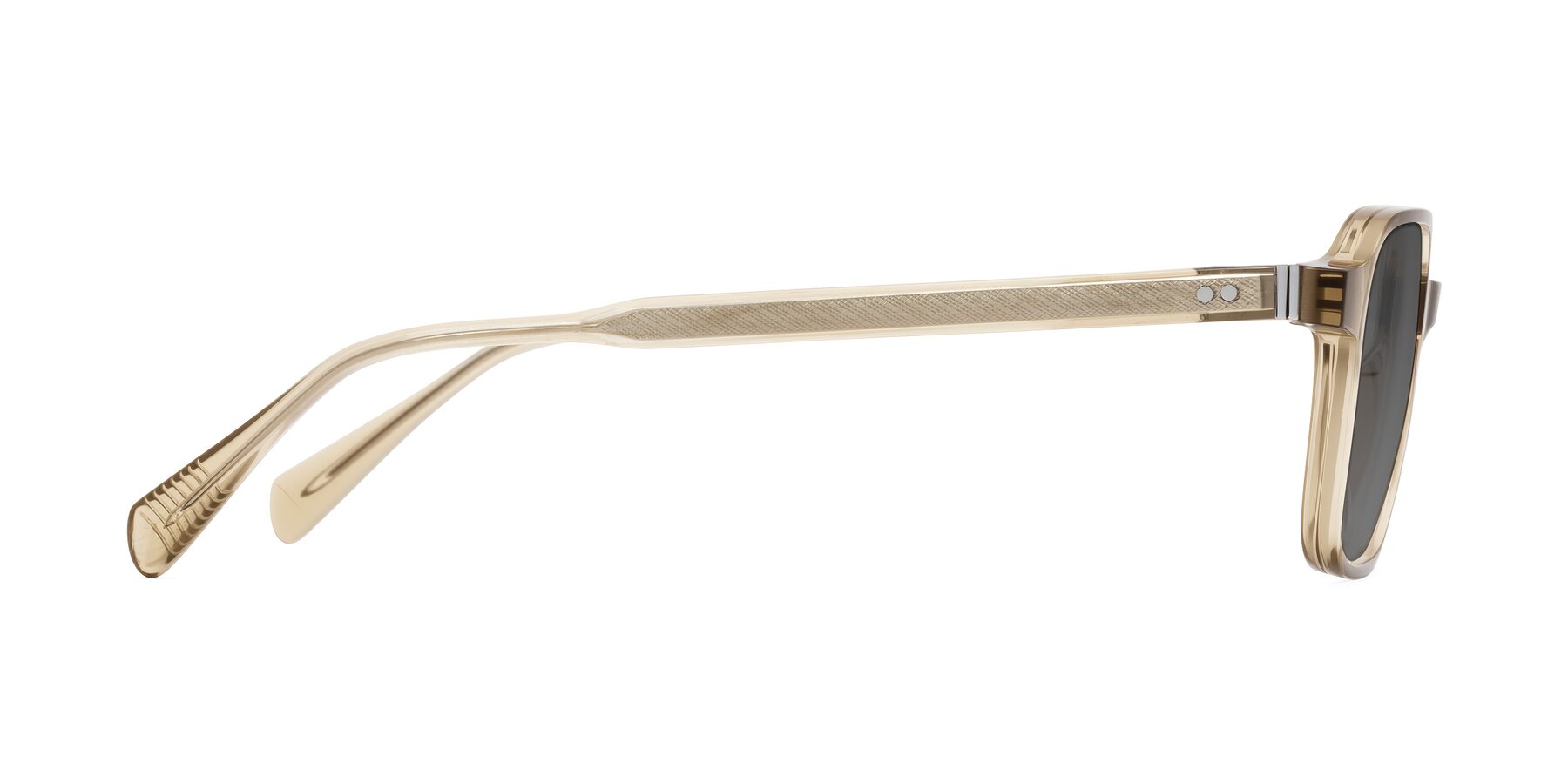 Side of Schwedts in Champagne with Medium Gray Tinted Lenses