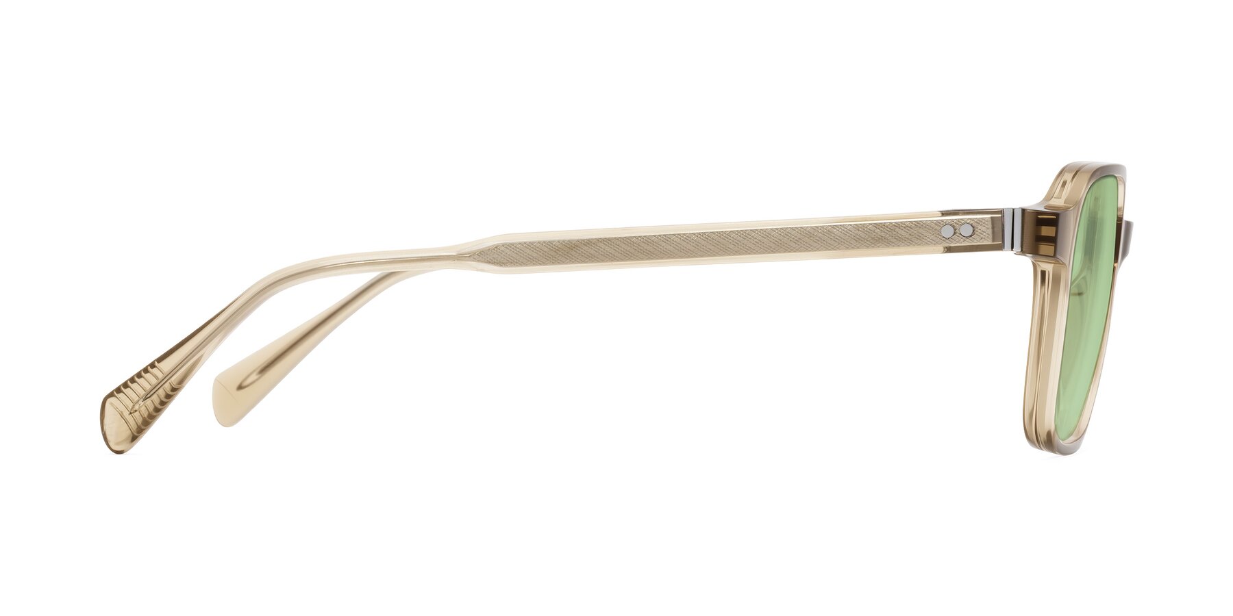 Side of Schwedts in Champagne with Medium Green Tinted Lenses