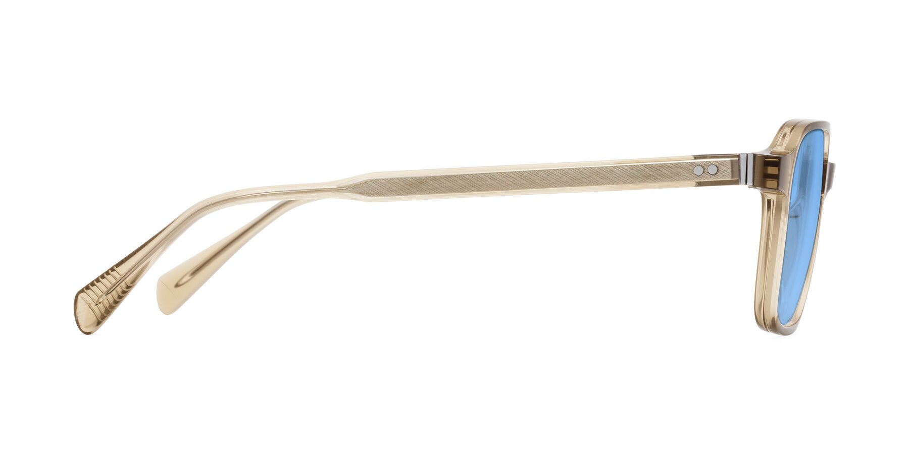 Side of Schwedts in Champagne with Medium Blue Tinted Lenses