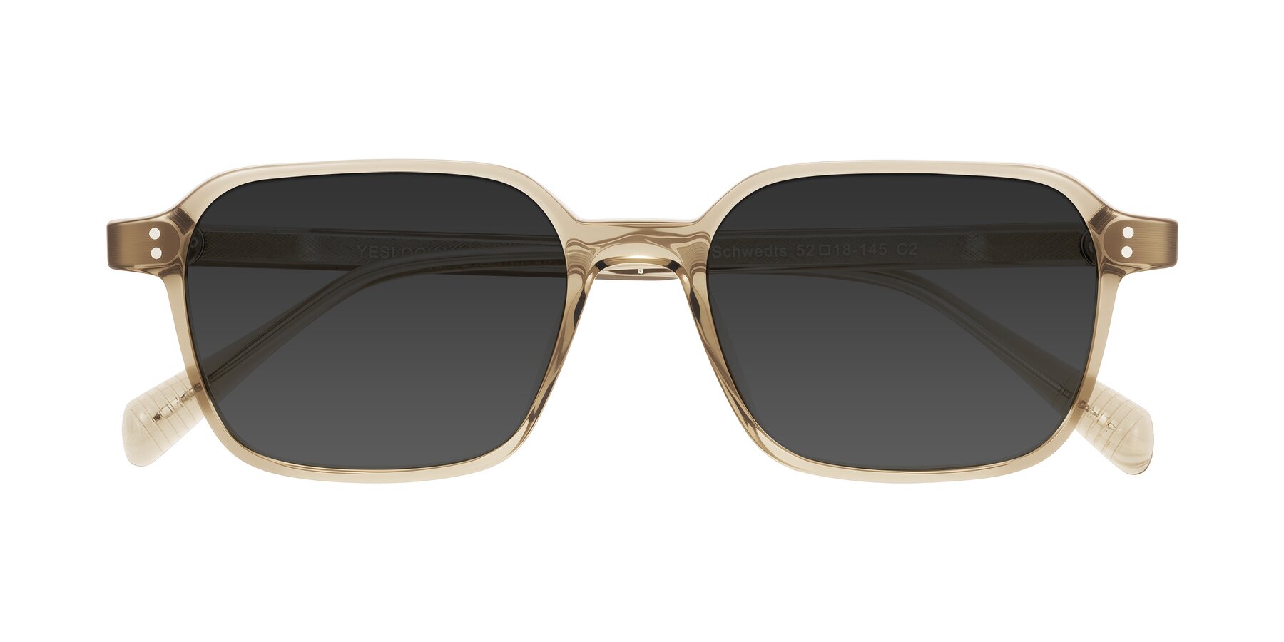 Folded Front of Schwedts in Champagne with Gray Tinted Lenses