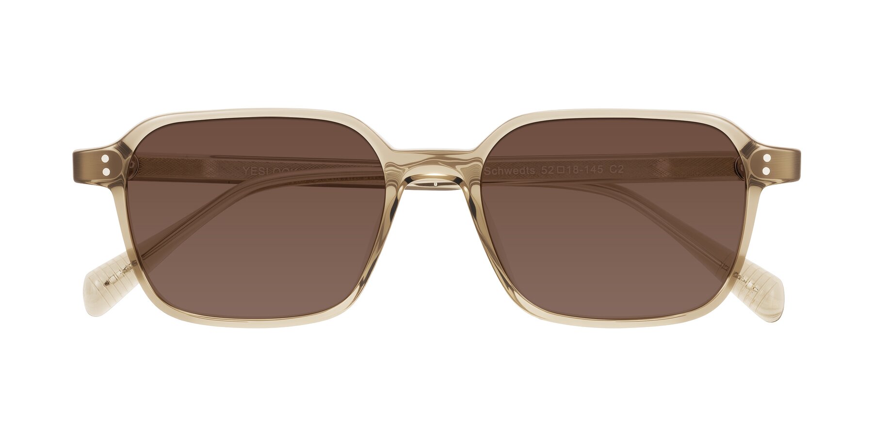 Folded Front of Schwedts in Champagne with Brown Tinted Lenses