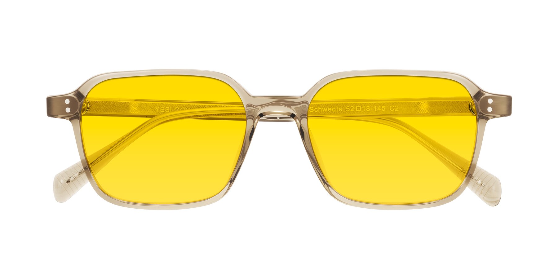 Folded Front of Schwedts in Champagne with Yellow Tinted Lenses