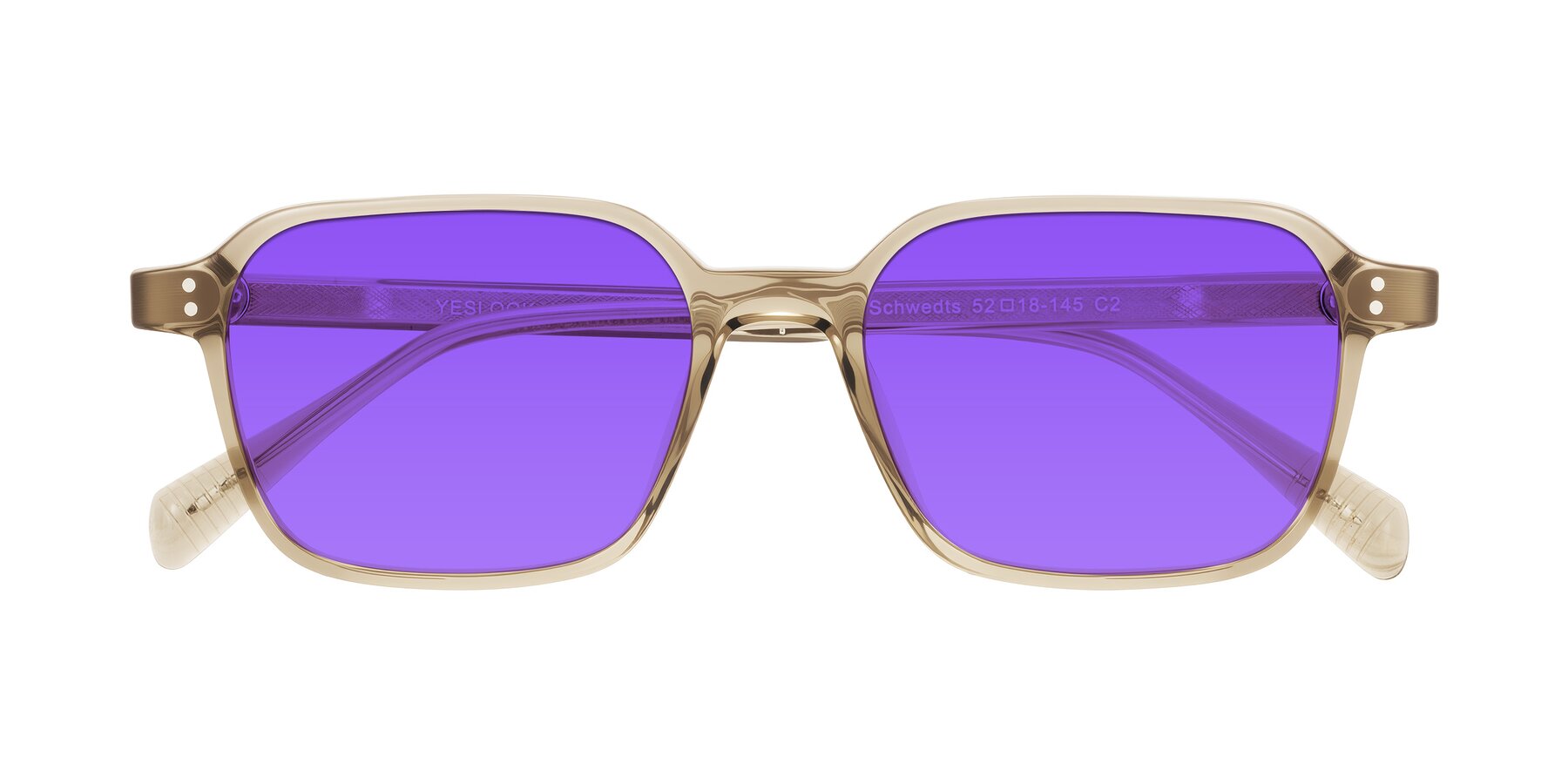 Folded Front of Schwedts in Champagne with Purple Tinted Lenses