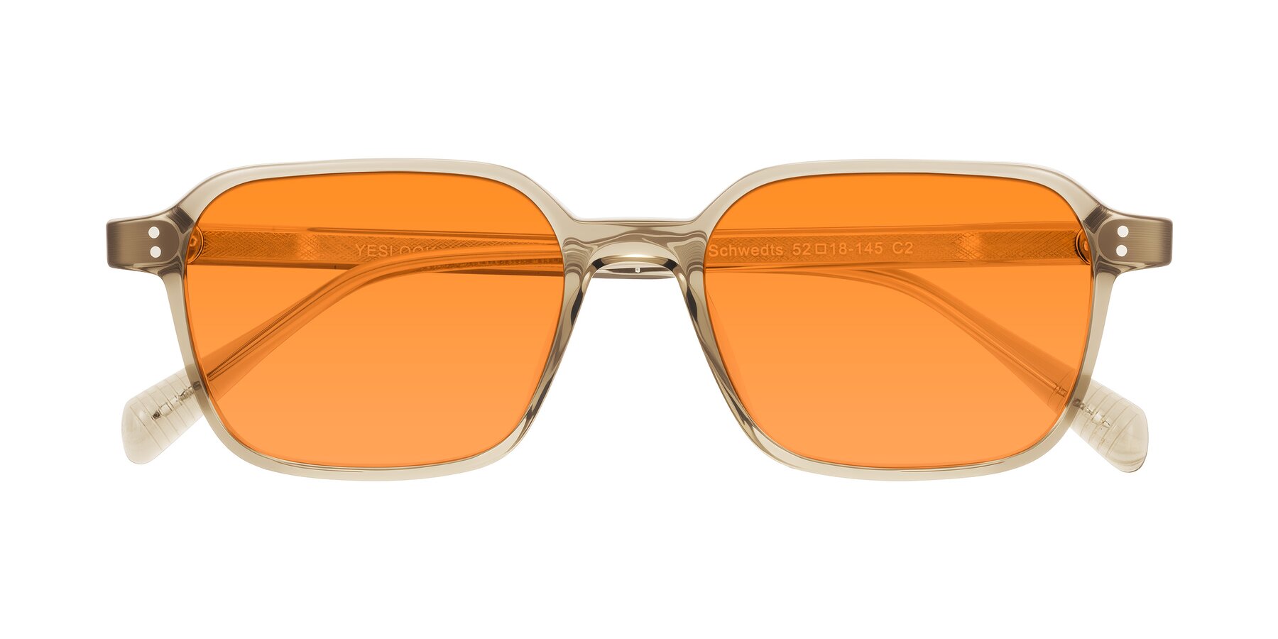 Folded Front of Schwedts in Champagne with Orange Tinted Lenses