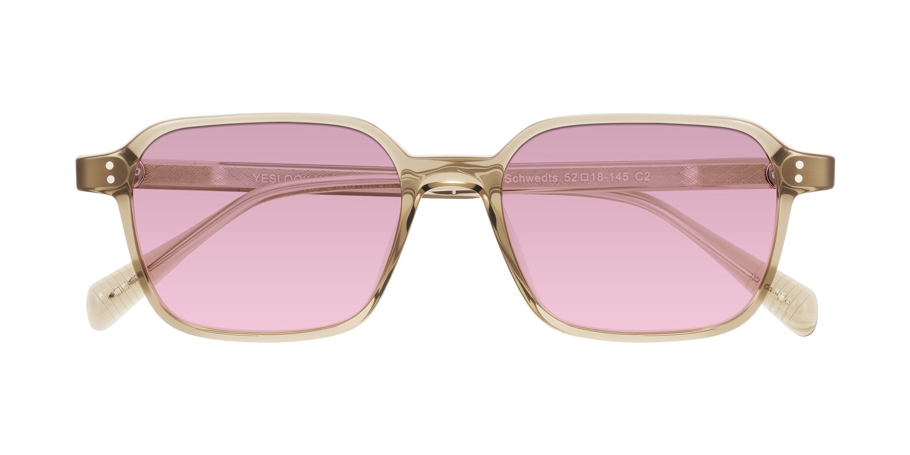 Folded Front of Schwedts in Champagne with Light Wine Tinted Lenses