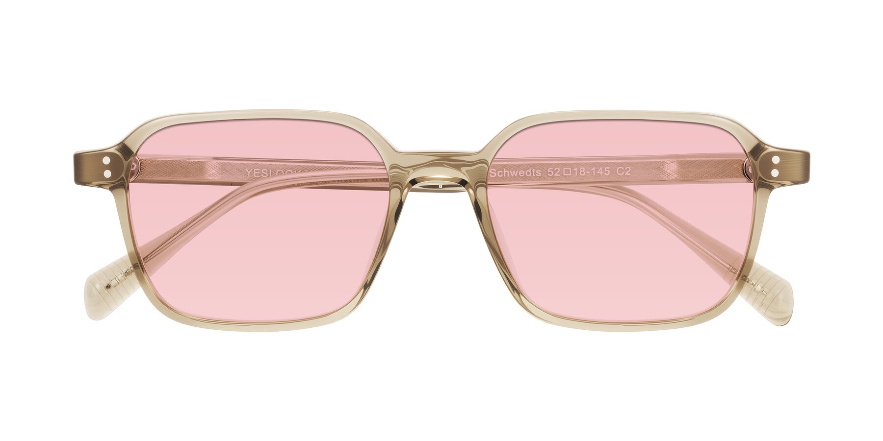 Folded Front of Schwedts in Champagne with Light Garnet Tinted Lenses
