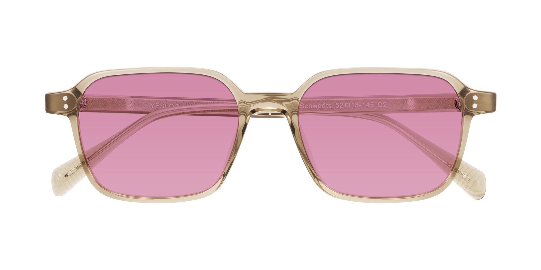 Folded Front of Schwedts in Champagne with Medium Wine Tinted Lenses