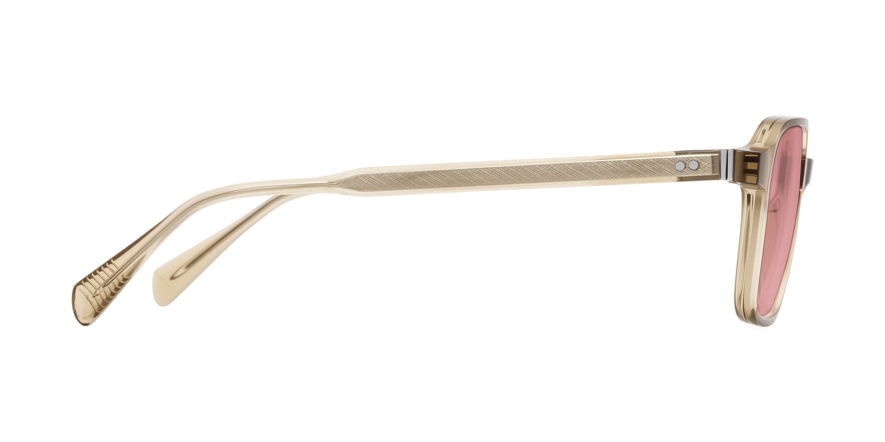 Side of Schwedts in Champagne with Medium Garnet Tinted Lenses