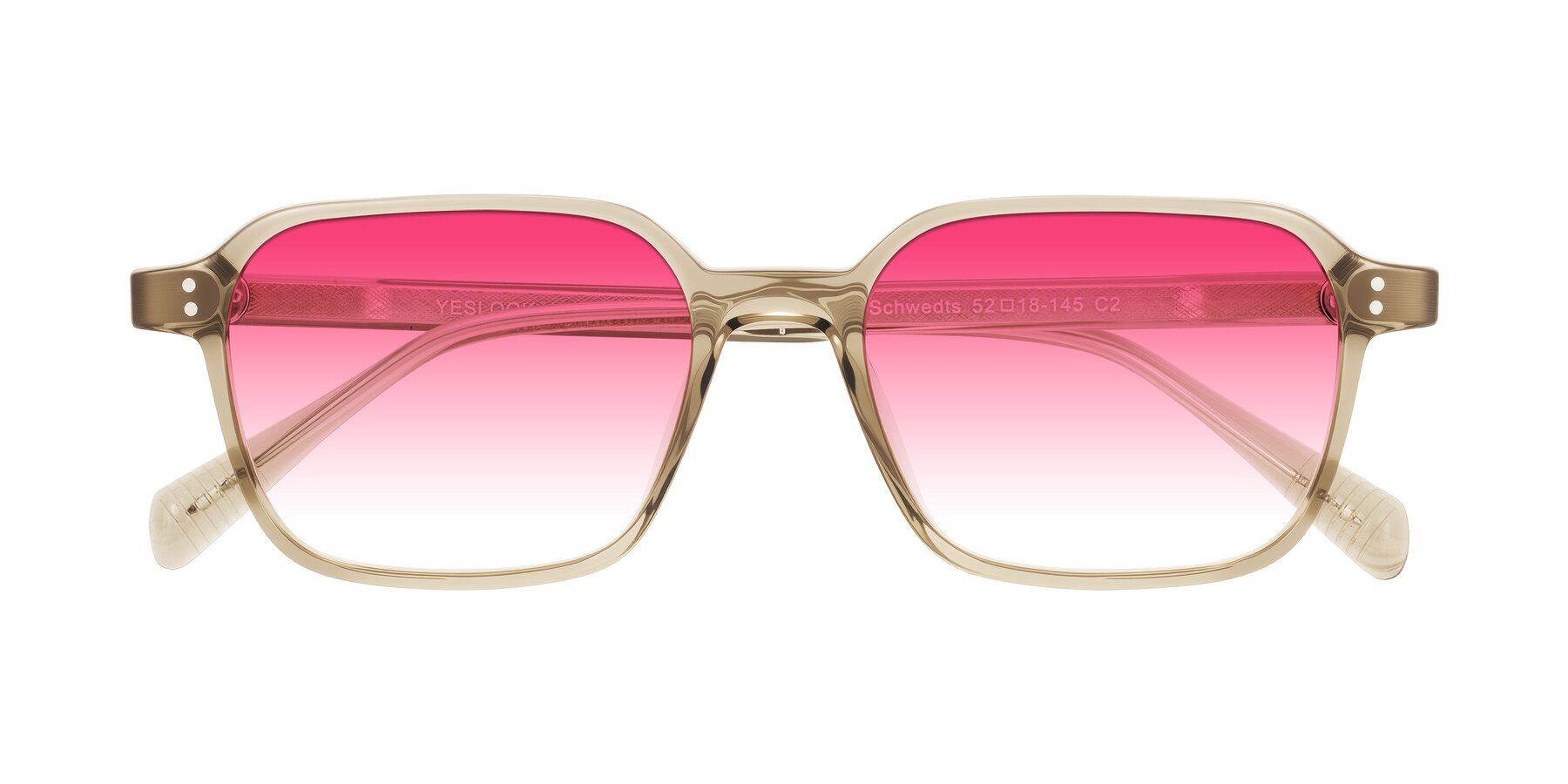 Folded Front of Schwedts in Champagne with Pink Gradient Lenses