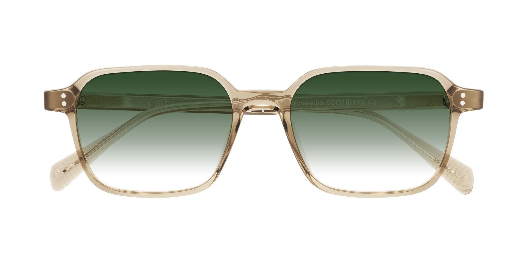 Folded Front of Schwedts in Champagne with Green Gradient Lenses