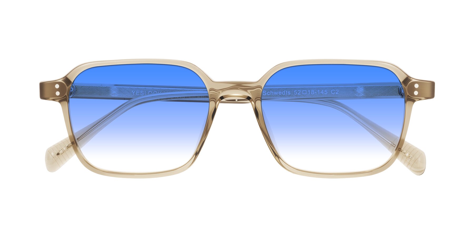 Folded Front of Schwedts in Champagne with Blue Gradient Lenses