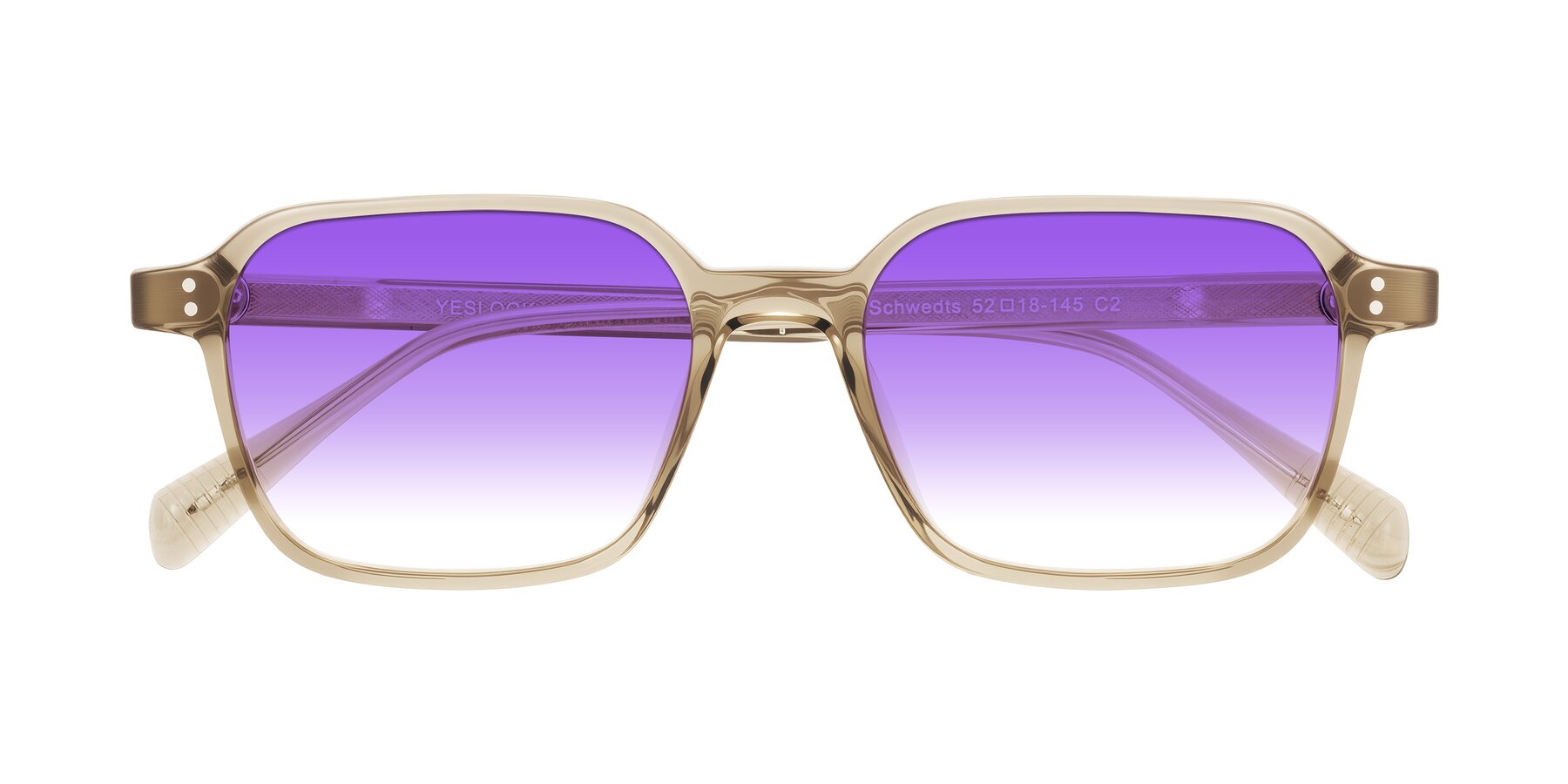 Folded Front of Schwedts in Champagne with Purple Gradient Lenses