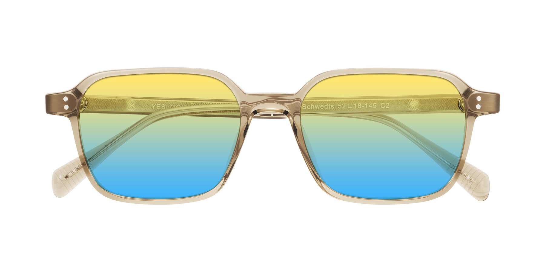 Folded Front of Schwedts in Champagne with Yellow / Blue Gradient Lenses