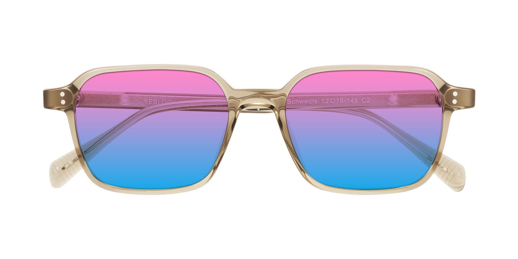 Folded Front of Schwedts in Champagne with Pink / Blue Gradient Lenses