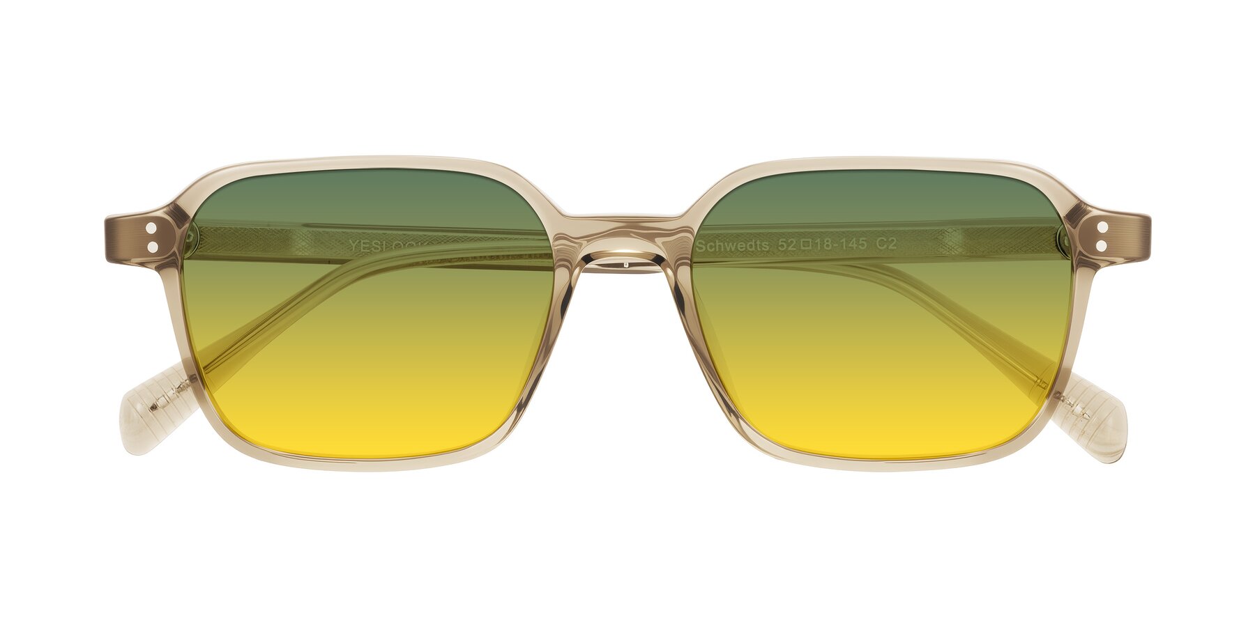 Folded Front of Schwedts in Champagne with Green / Yellow Gradient Lenses