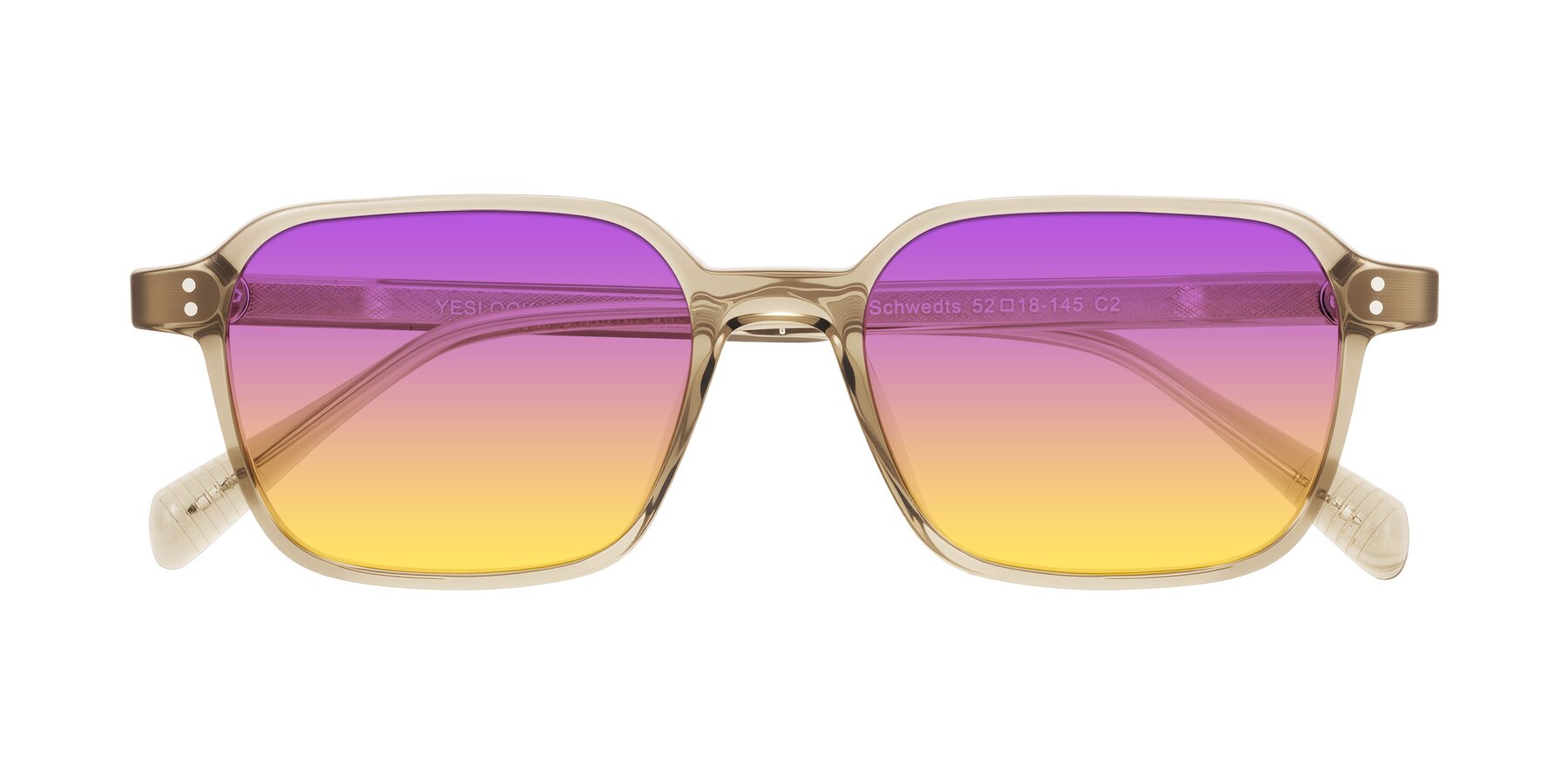 Folded Front of Schwedts in Champagne with Purple / Yellow Gradient Lenses