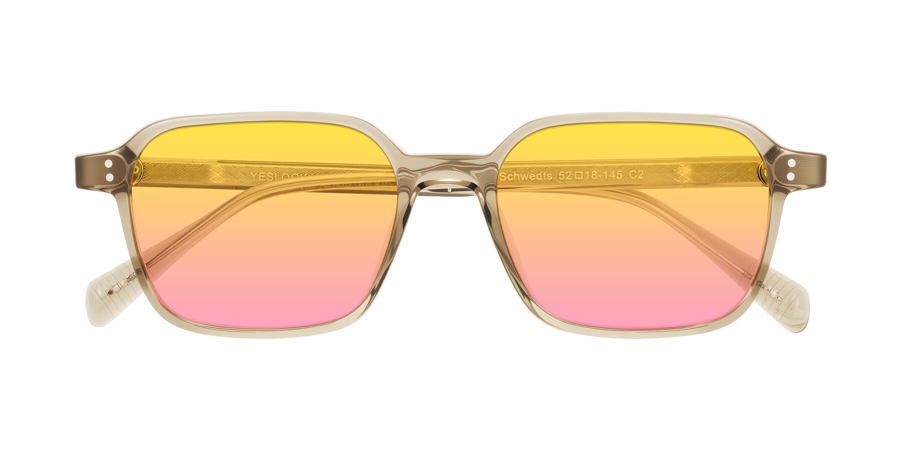 Folded Front of Schwedts in Champagne with Yellow / Pink Gradient Lenses