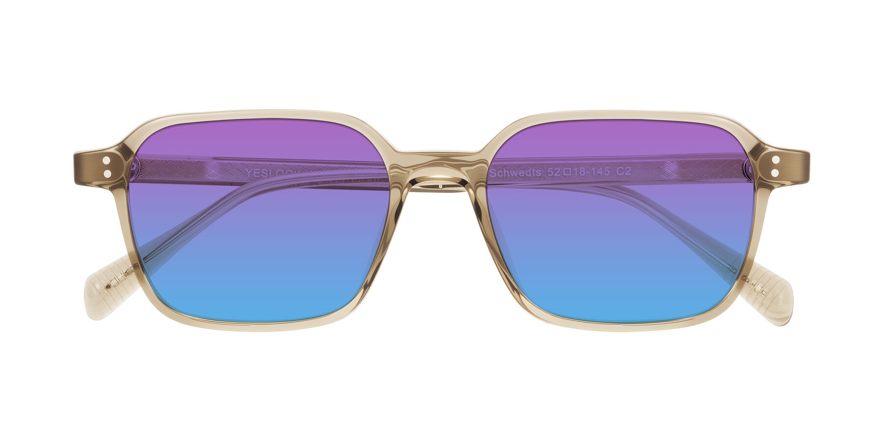 Folded Front of Schwedts in Champagne with Purple / Blue Gradient Lenses