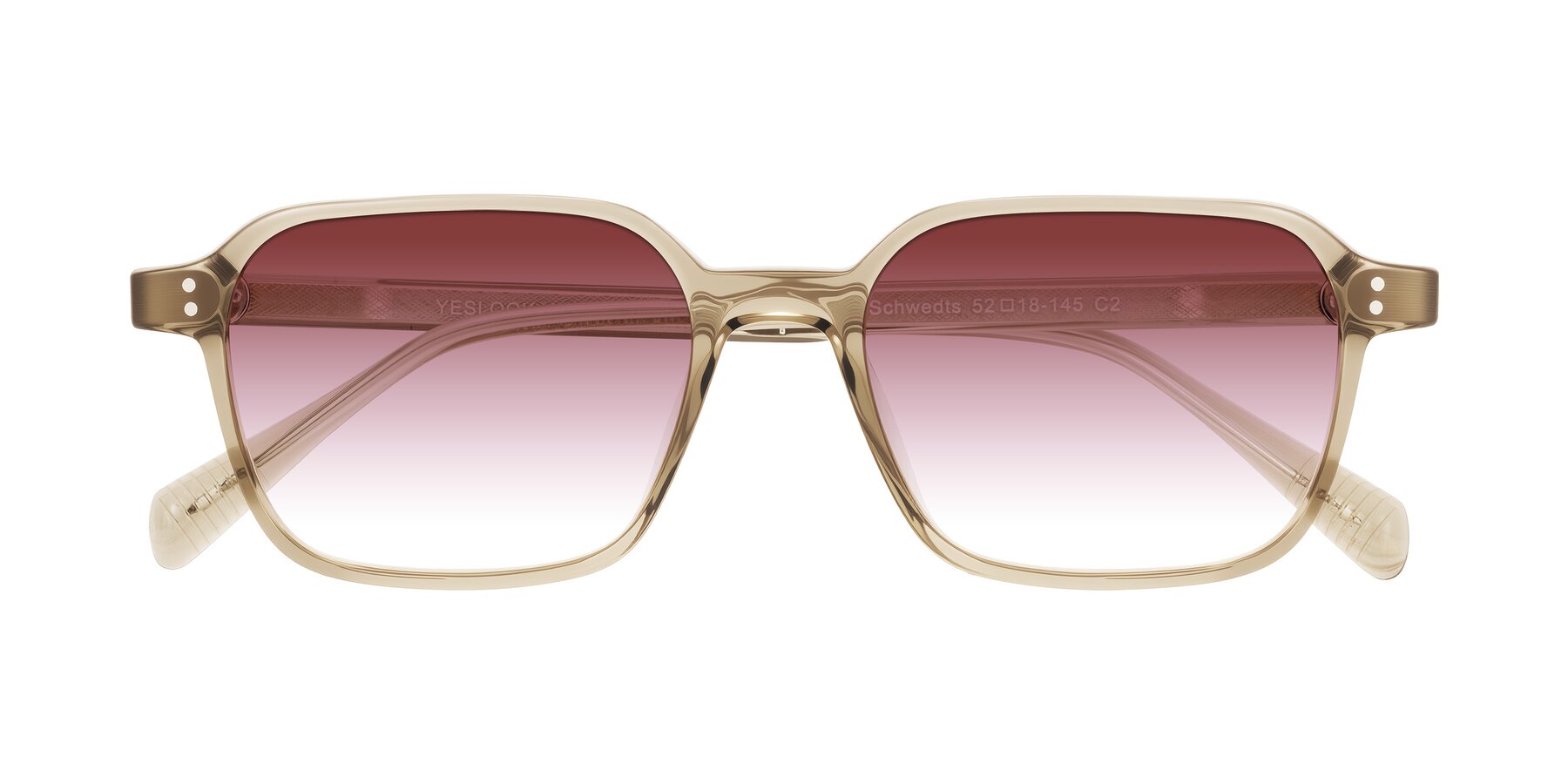 Folded Front of Schwedts in Champagne with Garnet Gradient Lenses