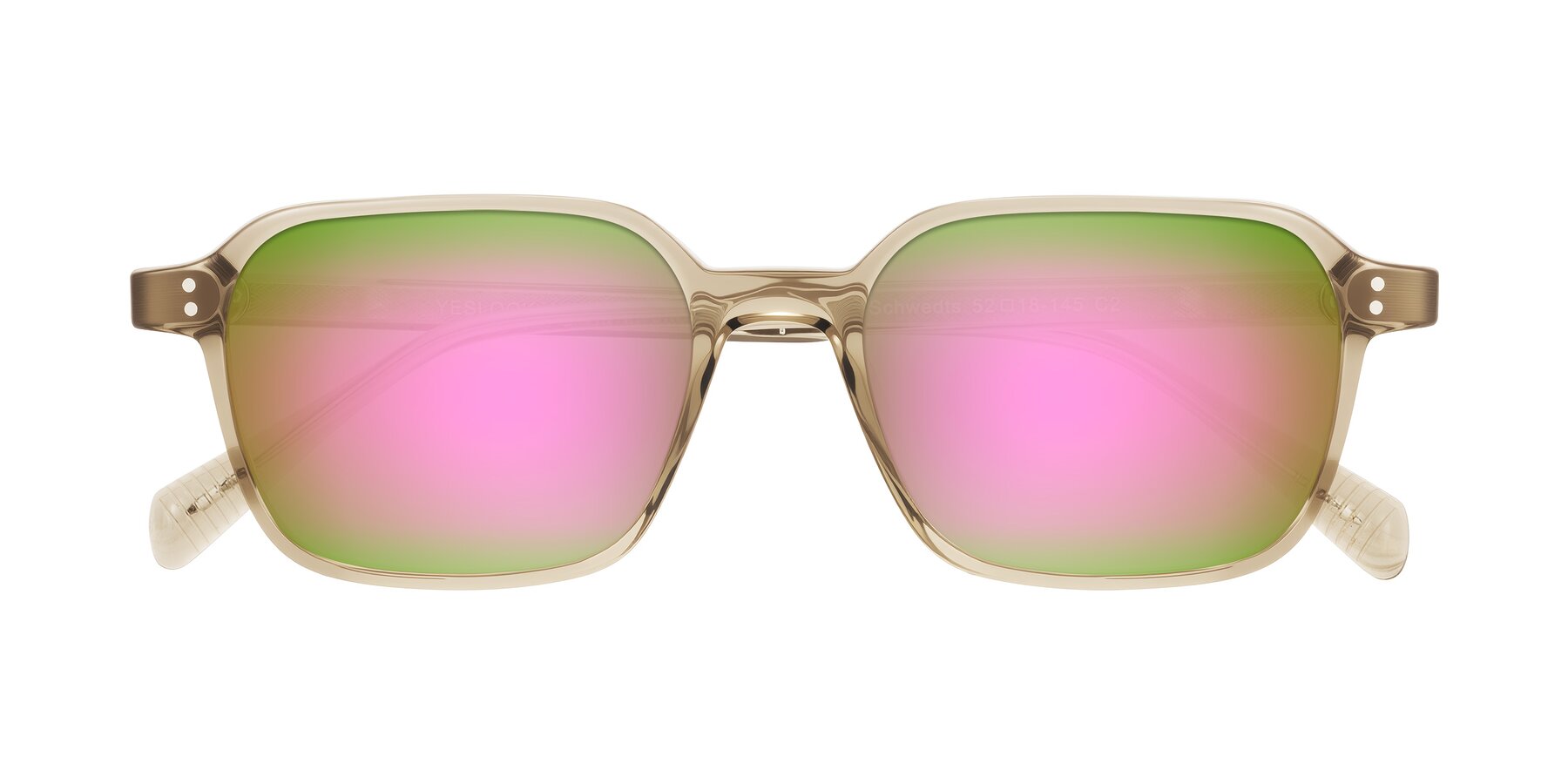 Folded Front of Schwedts in Champagne with Pink Mirrored Lenses