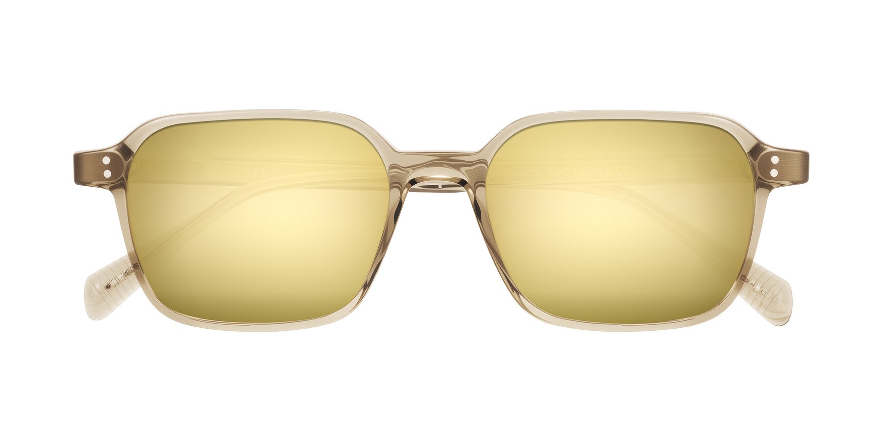 Folded Front of Schwedts in Champagne with Gold Mirrored Lenses