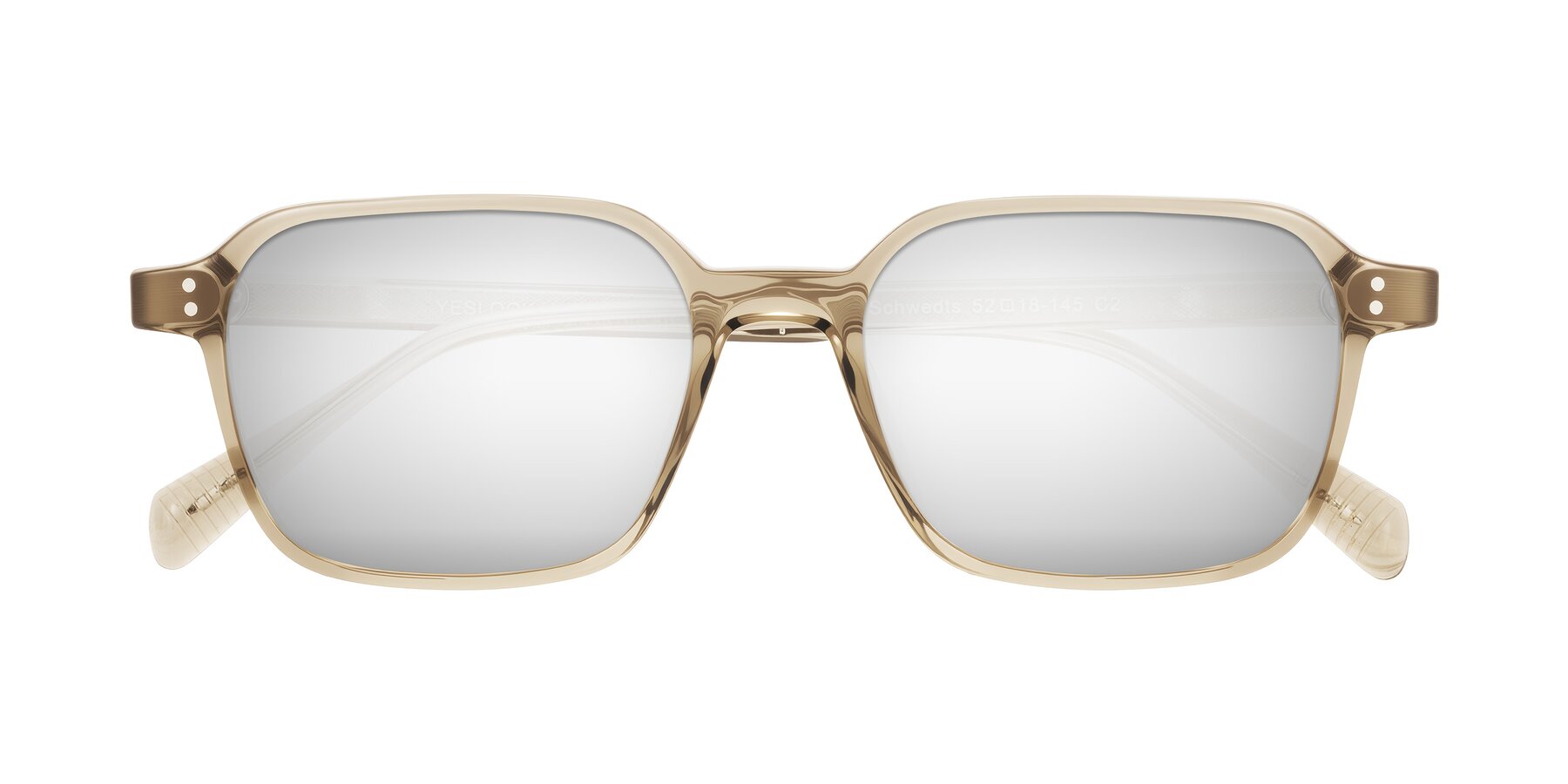 Folded Front of Schwedts in Champagne with Silver Mirrored Lenses