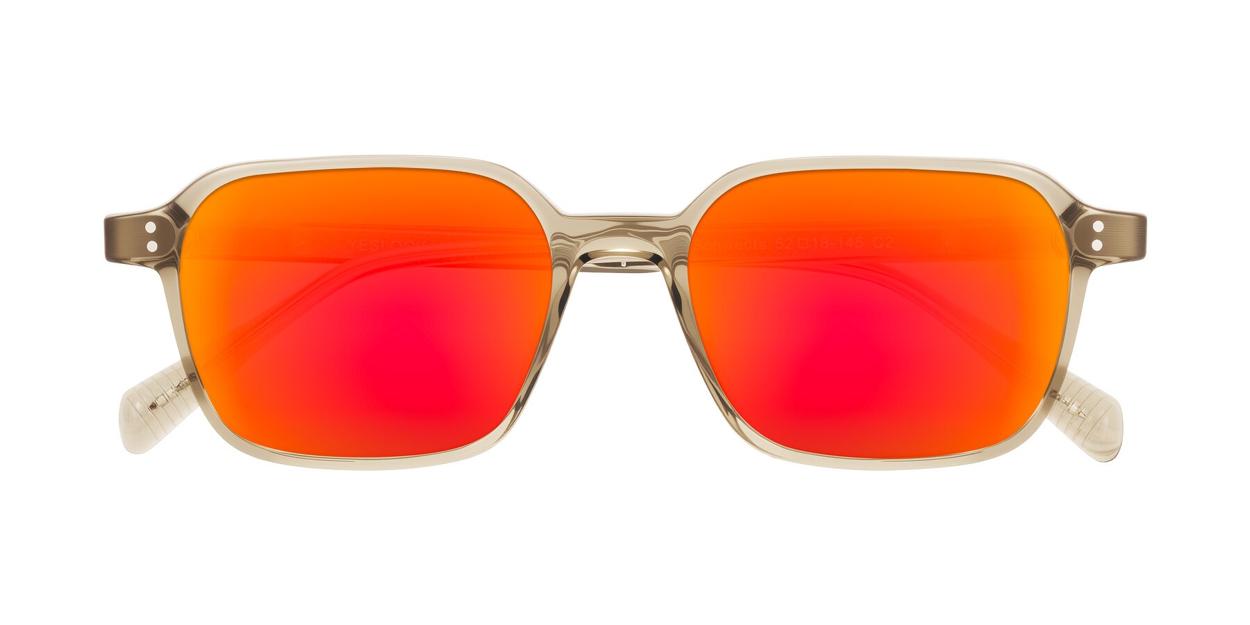 Folded Front of Schwedts in Champagne with Red Gold Mirrored Lenses