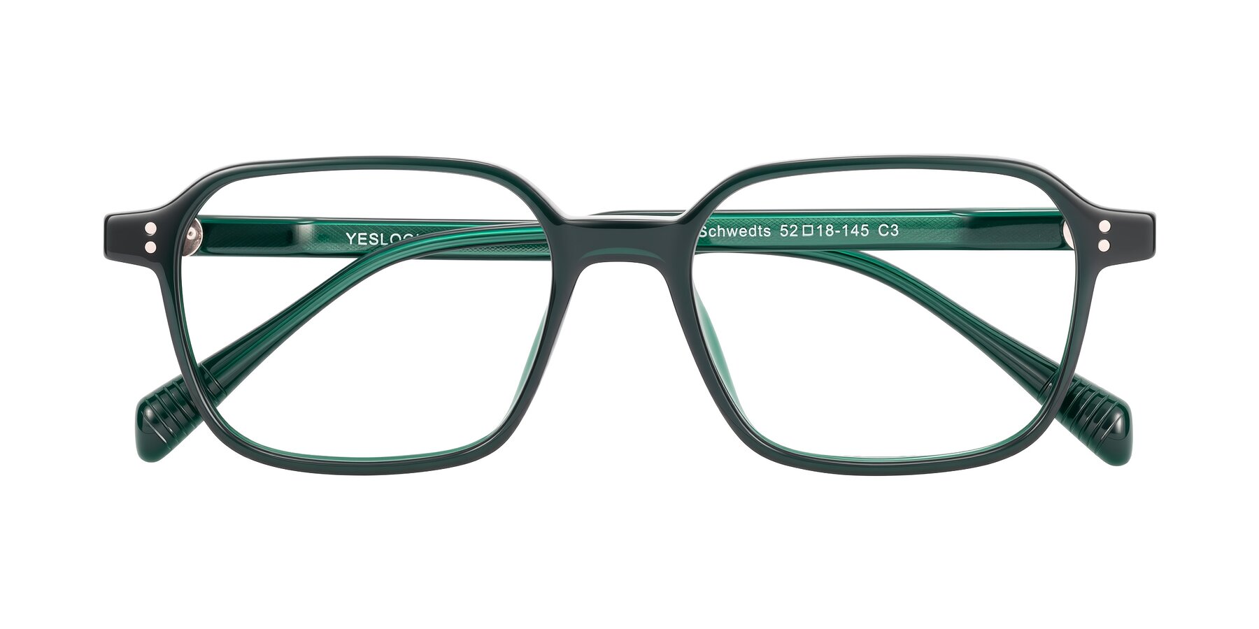 Folded Front of Schwedts in Emerald with Clear Eyeglass Lenses