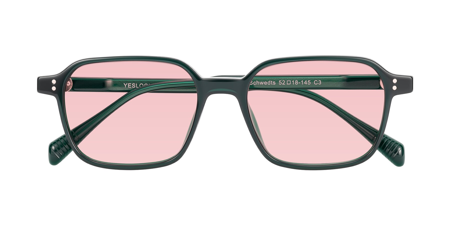Folded Front of Schwedts in Emerald with Light Garnet Tinted Lenses
