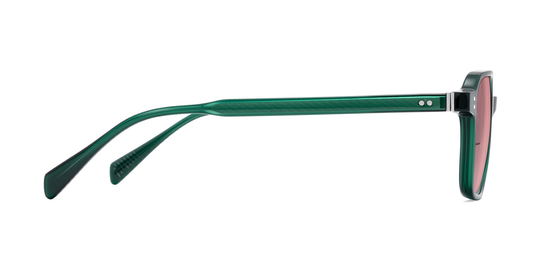 Side of Schwedts in Emerald with Medium Garnet Tinted Lenses