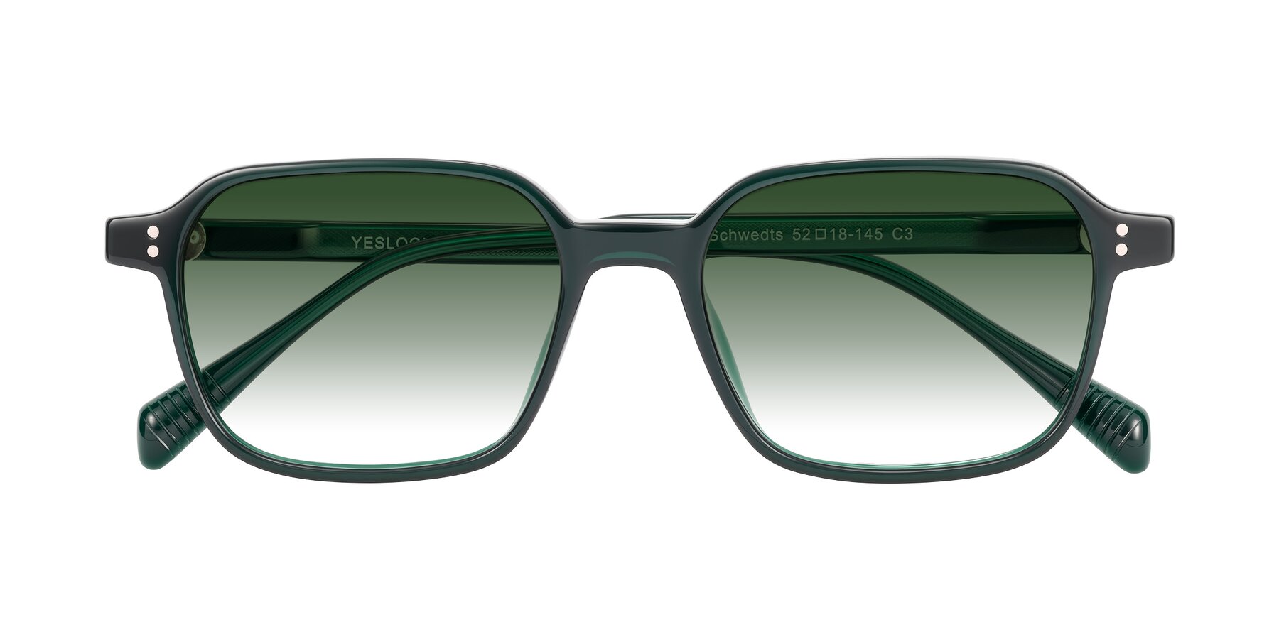 Folded Front of Schwedts in Emerald with Green Gradient Lenses