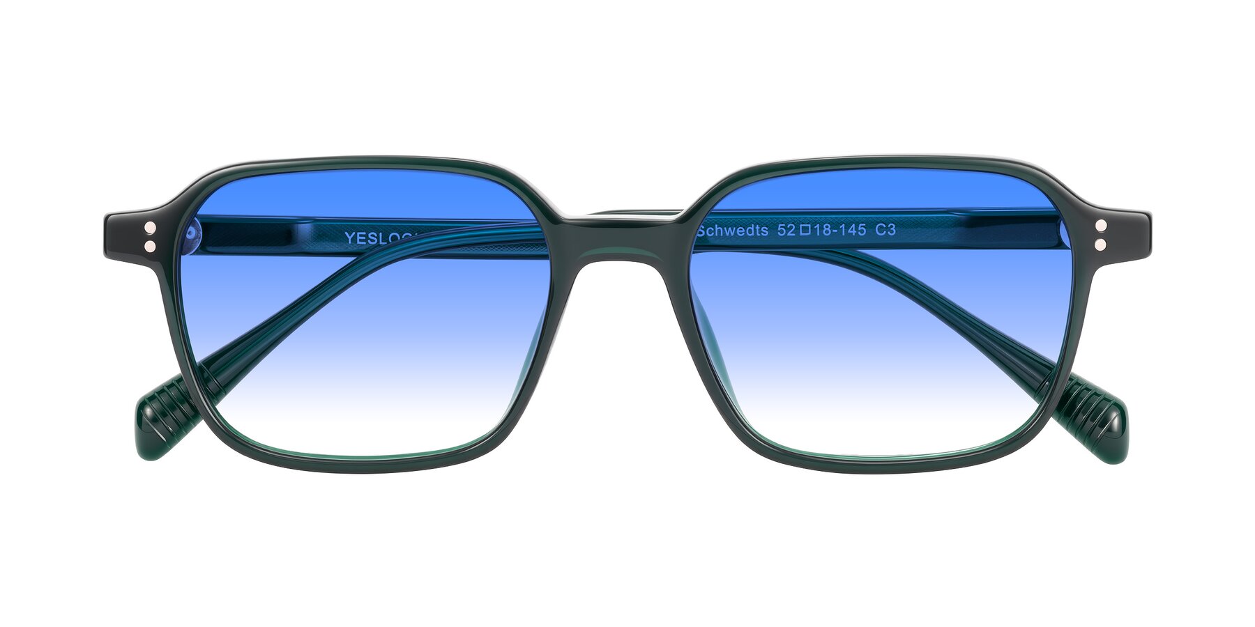Folded Front of Schwedts in Emerald with Blue Gradient Lenses
