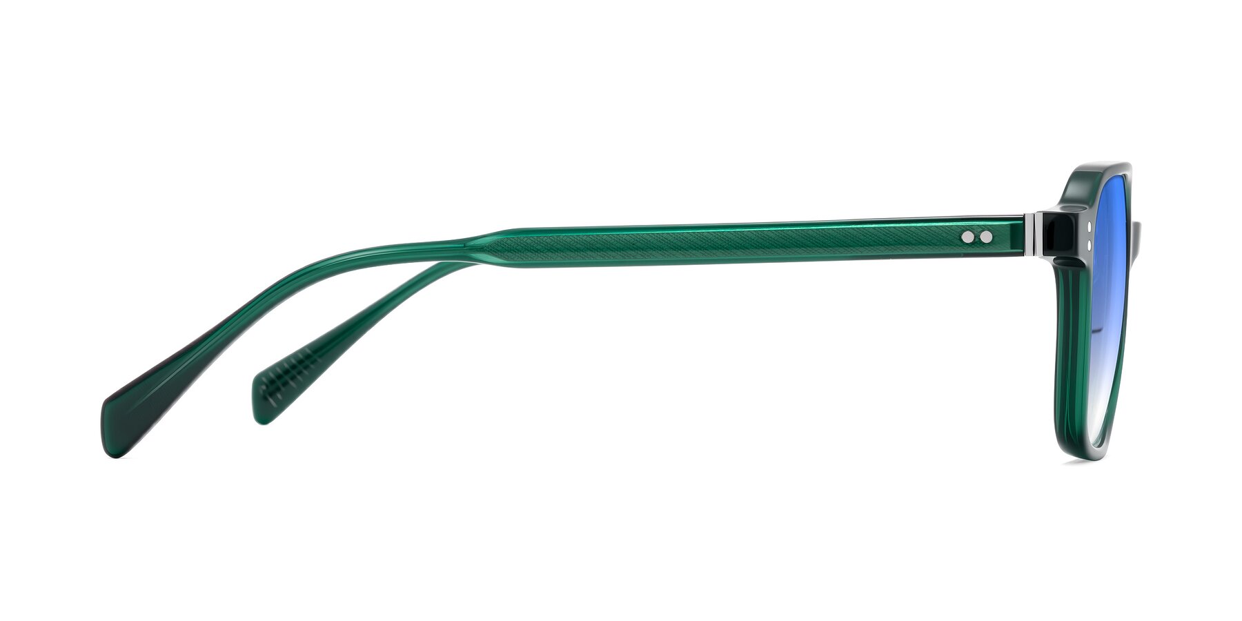 Side of Schwedts in Emerald with Blue Gradient Lenses