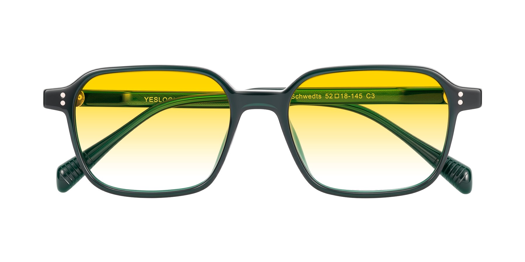 Folded Front of Schwedts in Emerald with Yellow Gradient Lenses