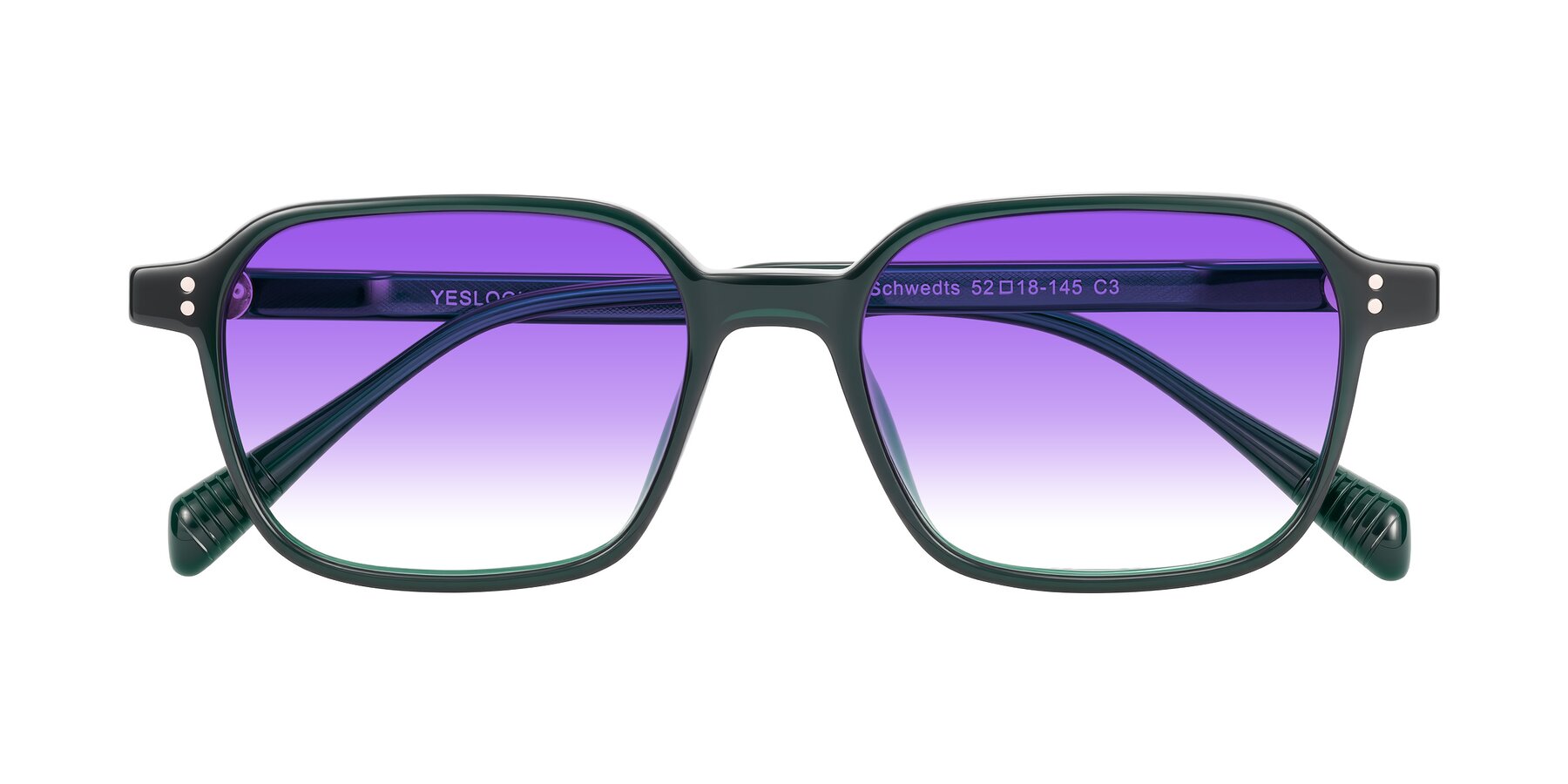 Folded Front of Schwedts in Emerald with Purple Gradient Lenses
