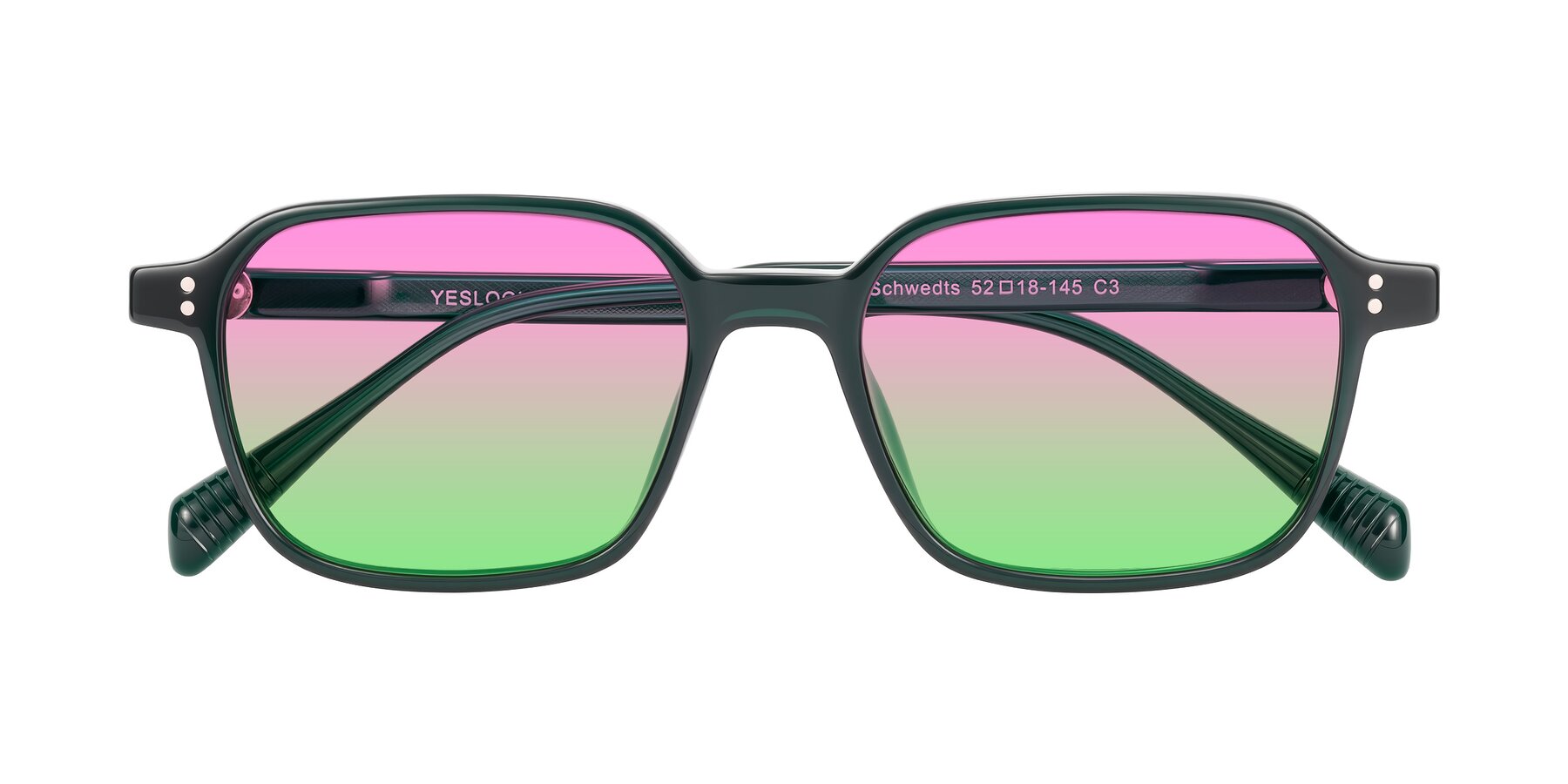Folded Front of Schwedts in Emerald with Pink / Green Gradient Lenses
